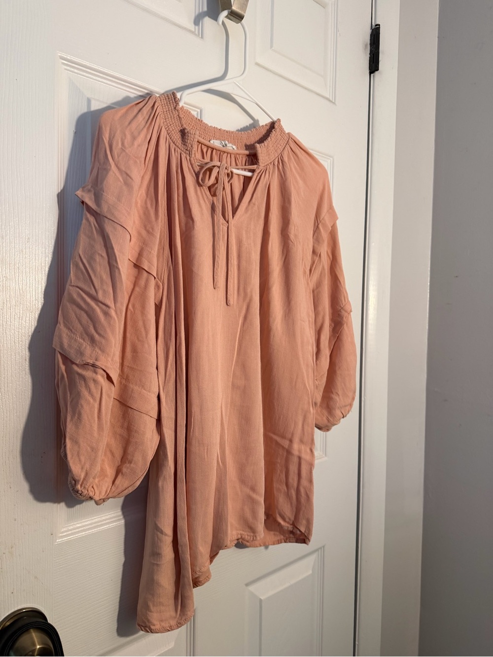 Maurices Peach Tie-Neck Peasant Tunic